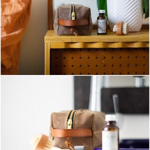 Dopp Kit Leather & Waxed Canvas Toiletry Bag image 5