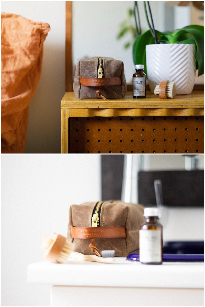 Dopp Kit Leather & Waxed Canvas Toiletry Bag image 5