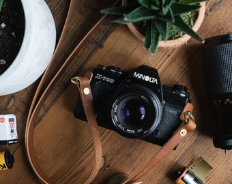 Slim Adjustable Leather Camera Strap with Brass Buckle | The  No. 02