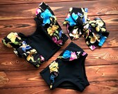 Two Piece Black Cute Bikini Bathing Suit for Teens Girls (Top And Bottom)