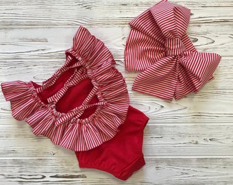 baby girl swimsuit and hat