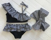 Little Girls Bathing Suit Baby shower gift Bathing Suit babies Black Costume Baby bikini bottom Two Piece bathing suit Swim