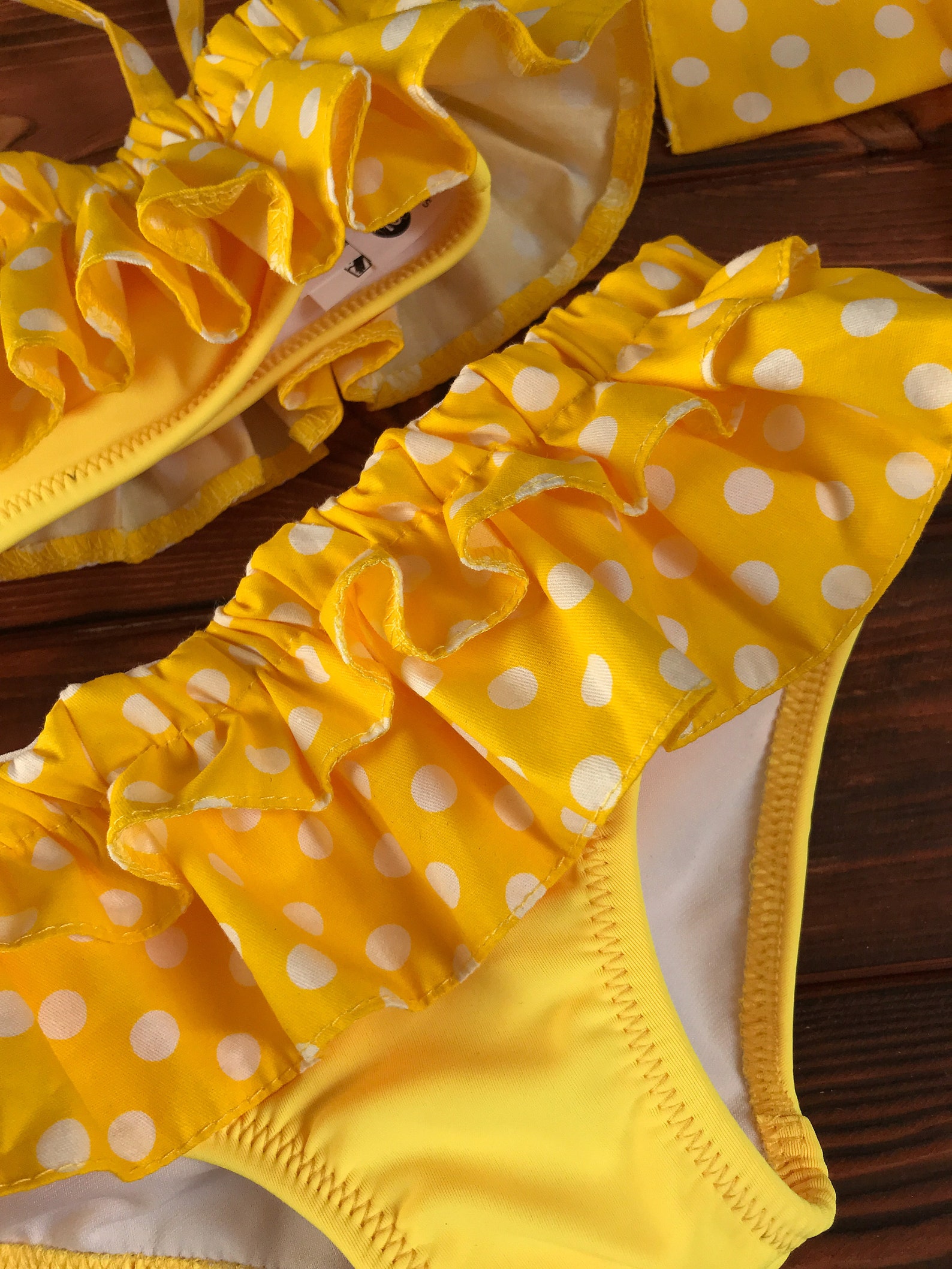 Yellow Polka Dots Bikini for Girls Bright Baby Bathing Suit Etsy
