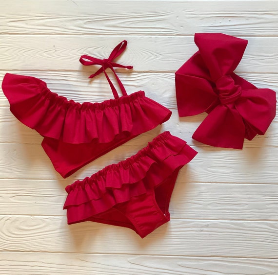 Cute bathing suit Red kids swimsuit Infant bathing suits | Etsy
