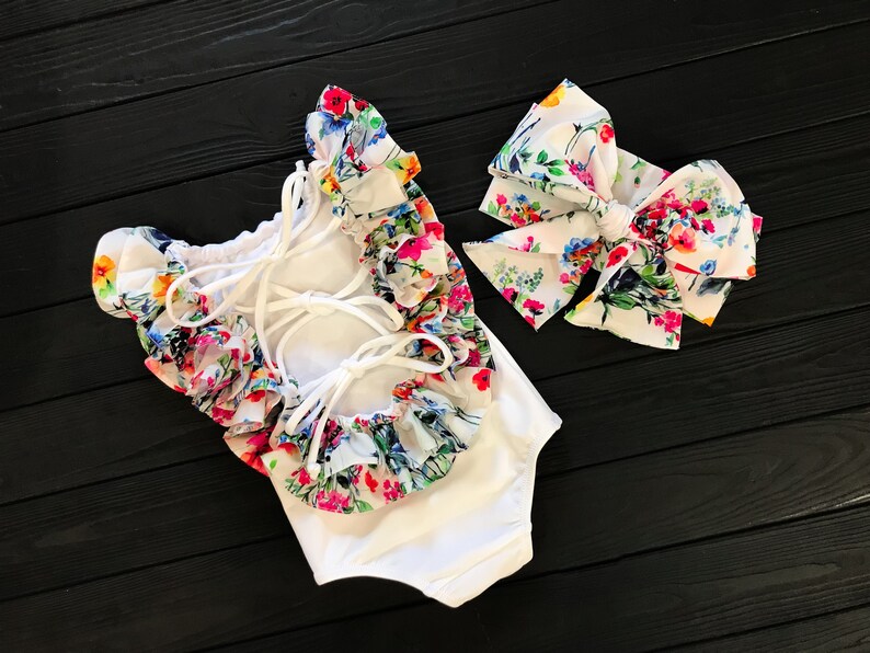 Baby girl white bathing suit Clearance