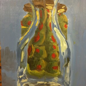 Olives through a Vase - Oil Painting