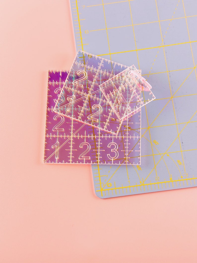 Mini Squares Set iridescent quilting rulers image 3