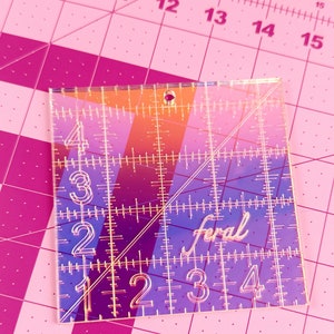 Iridescent quilt ruler, 4.5 inch square