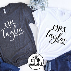 Honeymoon Shirts, Mr and Mrs Shirt, Custom Couples Shirt, Honeymoon Shirt, His and Hers Hubs and Wife Shirts Couples Shirt,