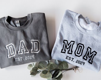 Sweats papa et maman brodés personnalisés, faire-part de grossesse, sweat-shirts papa et maman, future maman papa