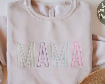 Mama Embroidered Sweatshirt, Mother's Day Gift, Embroidered Sweatshirt, Personalized Gift for Mom,