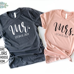 Personalized Mr and Mrs, Honeymoon Shirts, Mr and Mrs Shirts, Husband and Wife Shirts, Just Married Tshirt, Bridal Shower Gift