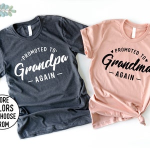 Promoted to grandpa and grandma again shirt, Pregnancy Announcement Shirts to grandparents,Grandma Grandpa Shirts,Pregnancy Announcement