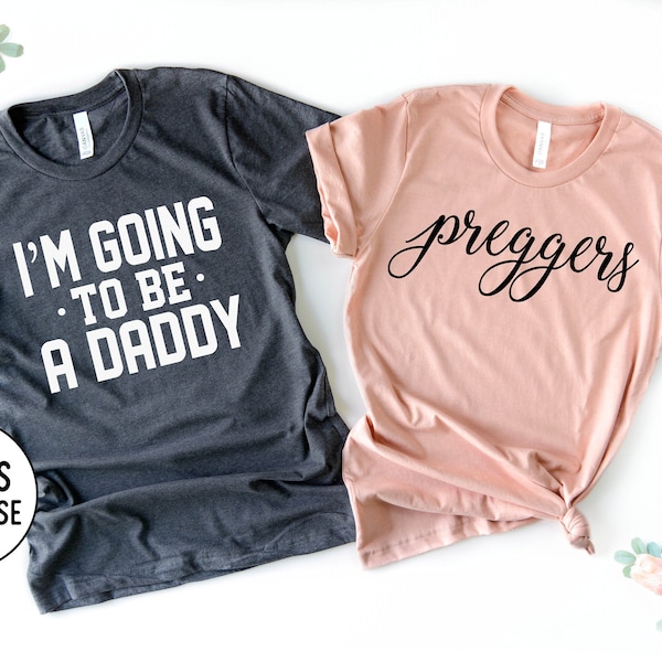 Couples Pregnancy Announcement Shirts: "Preggers" & "Daddy" Set