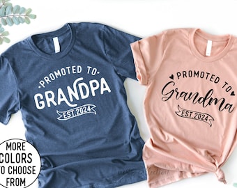 Pregnancy Announcement Grandparents, Grandma Grandpa EST 2024, Baby Announcement Shirt, Grandma Grandpa shirts, Pregnancy Announcement Shirt