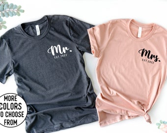 Mr and Mrs Shirts , Honeymoon Shirts, Personalized Mr and Mrs Shirts, Husband and Wife Shirts, Just Married Tshirt, Bridal Shower Gift