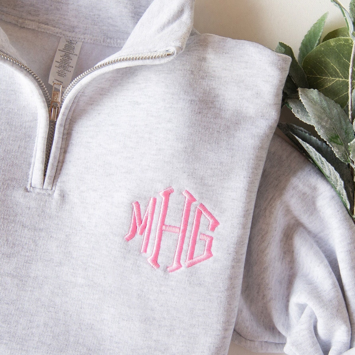 Monogram Quarter Zip Sweatshirt, Embroidered Quarter Zip, Monogrammed Gift, Personalized Monogram, Monogram Pullover, Christmas Gift - Etsy