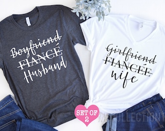 Boyfriend Fiance Husband Shirt, Girlfriend Fiancee Wife Shirt, Honeymoon Shirts, Gift for Husband, Couples Shirts, Men&#39;s Married Shirt,