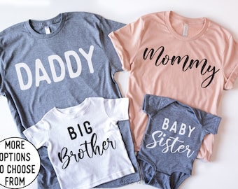 Daddy Mommy Shirts, Family Matching Shirts,Big Bro Sister Baby Shirt,Mommy and Me Shirts, Daddy and Me, Pregnancy announcement