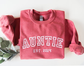 Tante Sweatshirt, gepersonaliseerde tante, tante, Tia, oom geborduurd sweatshirt, cadeau voor tante, geborduurd sweatshirt, op maat geborduurd