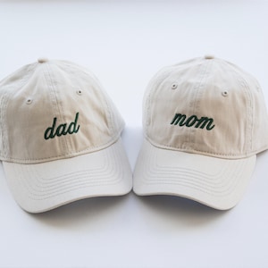Dad and Mom Hats, Pregnancy Announcement hats, Custom Embroidered Hats,Mom and Dad Baseball hats, New Dad hat, Baby shower gift