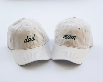 Dad and Mom Hats, Pregnancy Announcement hats, Custom Embroidered Hats,Mom and Dad Baseball hats, New Dad hat, Baby shower gift
