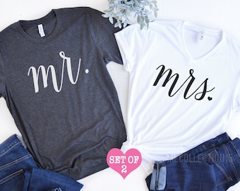 Mr and Mrs Shirts /Honeymoon shirts/ Mr Mrs Shirts/ Mr and Mrs T-shirts/Wife shirts/ Wedding Day Shirt/ Bridal Party Gift
