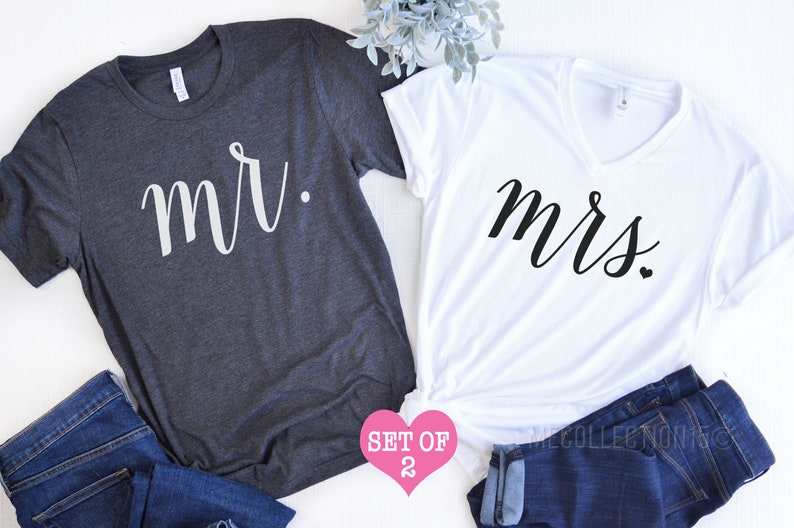 Mr and Mrs Shirts /Honeymoon shirts/ Mr Mrs Shirts/ Mr and Mrs T-shirts/Wife shirts/ Wedding Day Shirt/ Bridal Party Gift image 1