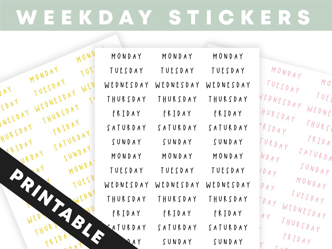 Weekday Stickers Handwritten Capitalized Bullet Journal Happy Planner ...