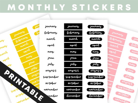 Monthly Stickers Handlettered Bullet Journal Happy Planner Erin Condren Printable Instant Download Monthly Stickers Handlettered Bullet Journal Happy Planner Erin Condren Printable Instant Download