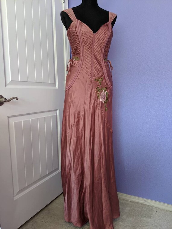 Fredericks of Hollywood dusty pink silk evening ro