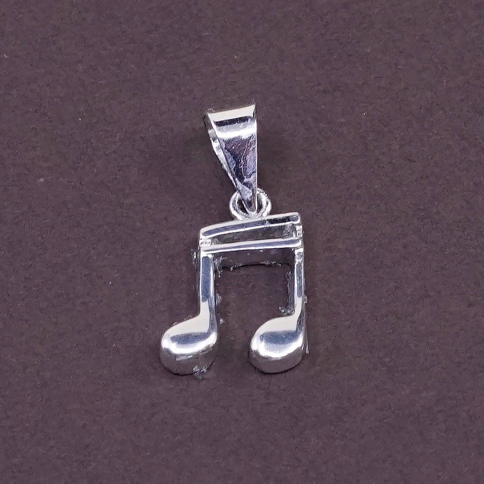 Vintage 320592 Sterling Silver Handmade Pendant, Solid 925 Silver Music Symbol Charm With Crystal, Stamped Sterling - Etsy Vintage 320592 Sterling Silver Handmade Pendant, Solid 925 Silver Music Symbol Charm With Crystal, Stamped Sterling - Etsy