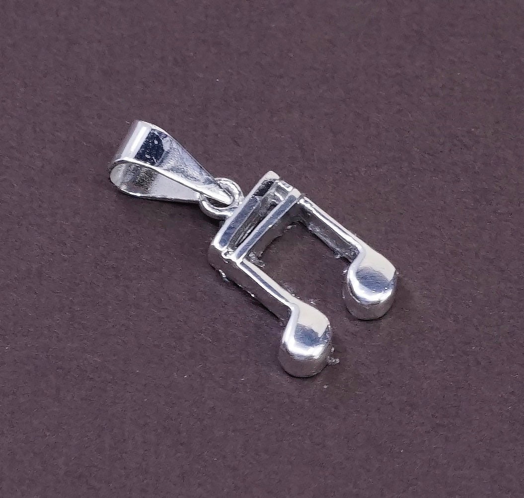 Vintage 320592 Sterling Silver Handmade Pendant, Solid 925 Silver Music Symbol Charm With Crystal, Stamped Sterling - Etsy Vintage 320592 Sterling Silver Handmade Pendant, Solid 925 Silver Music Symbol Charm With Crystal, Stamped Sterling - Etsy