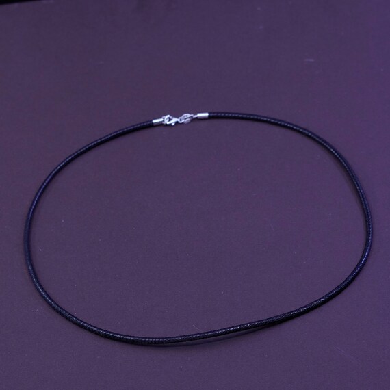 18”, vintage handmade necklace, black leather thr… - image 3