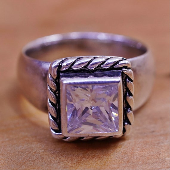 Amethyst Ring with Rope Edge Antiqued Sterling Silver Amethyst Ring with Rope Edge Antiqued Sterling Silver
