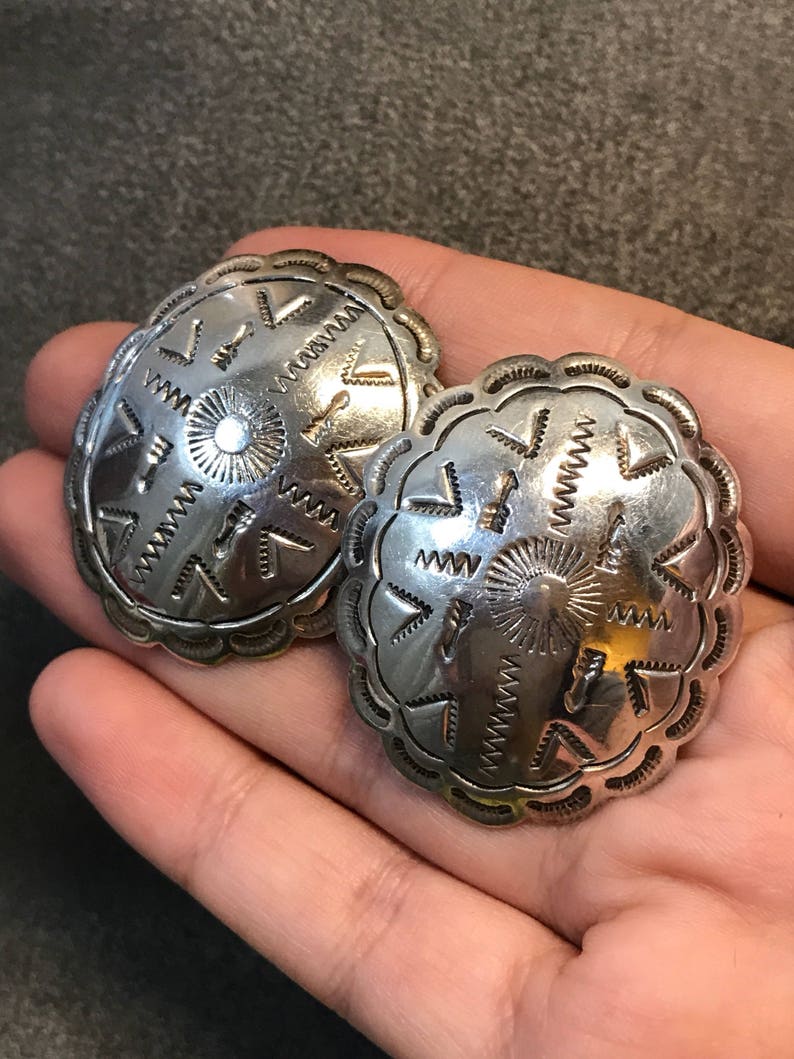 signed 56 300233 mexico jewelry stamped mexico 925 Vintage Sterling silver handmade earrings solid 925 silver studs