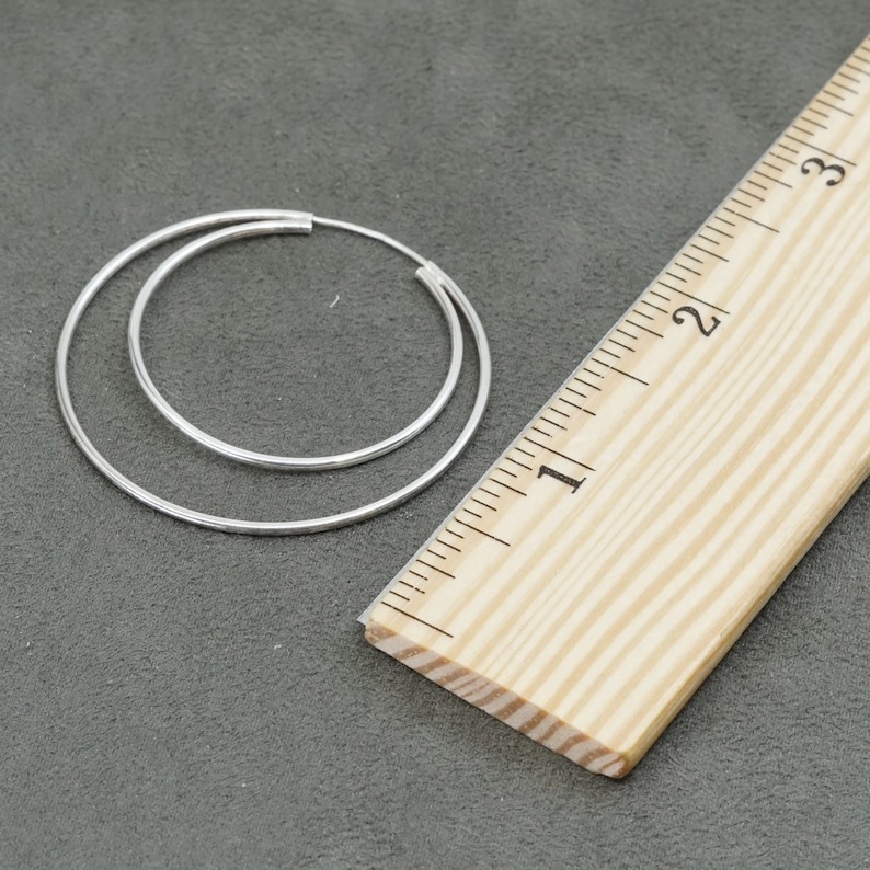 solid 925 silver hoops stamped 925 italy 300165 vintage 1.75 Sterling silver handmade earrings