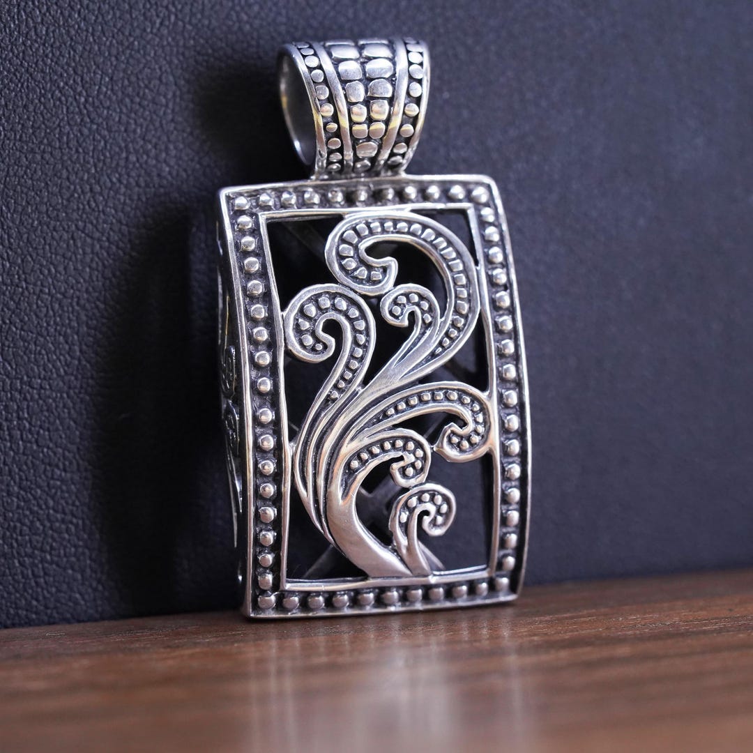Vintage Sterling 925 Silver Handmade Pendant, Filigree Diamond Pendant ...