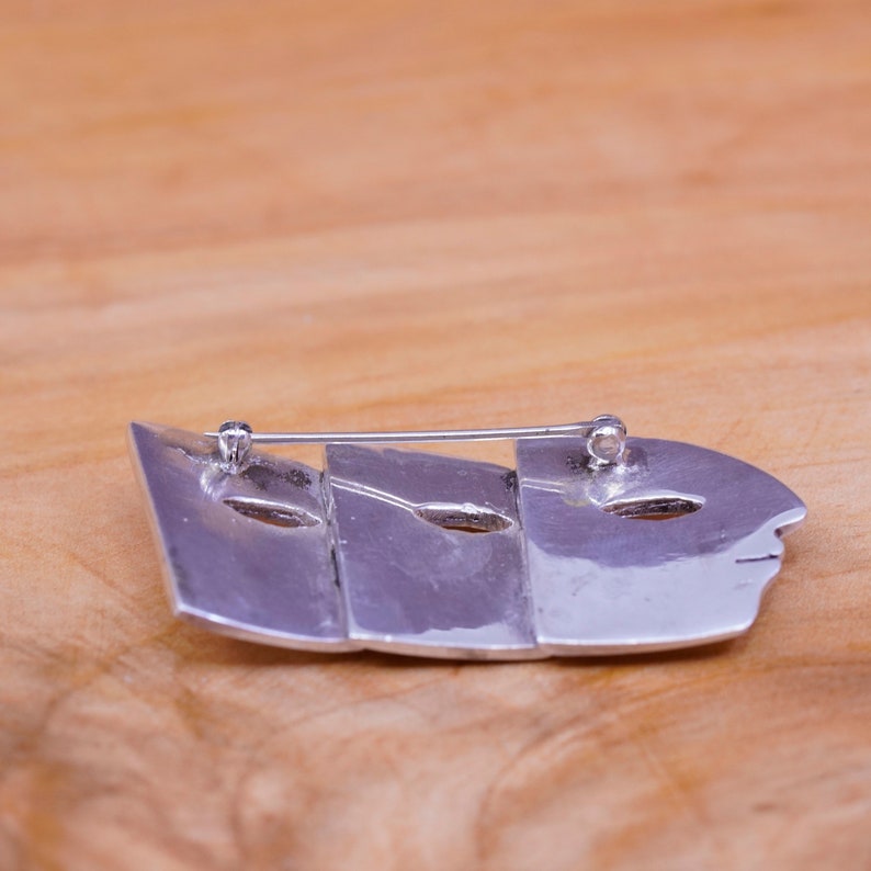 silver tested Vintage handmade sterling 925 silver face brooch