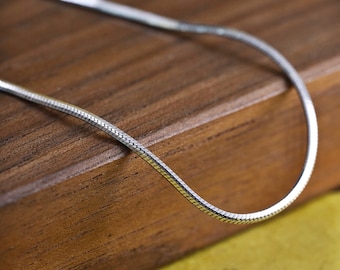 18", 1 mm, collar de plata de ley vintage, cadena de serpiente cuadrada Italia 925, estampado 925 Italia