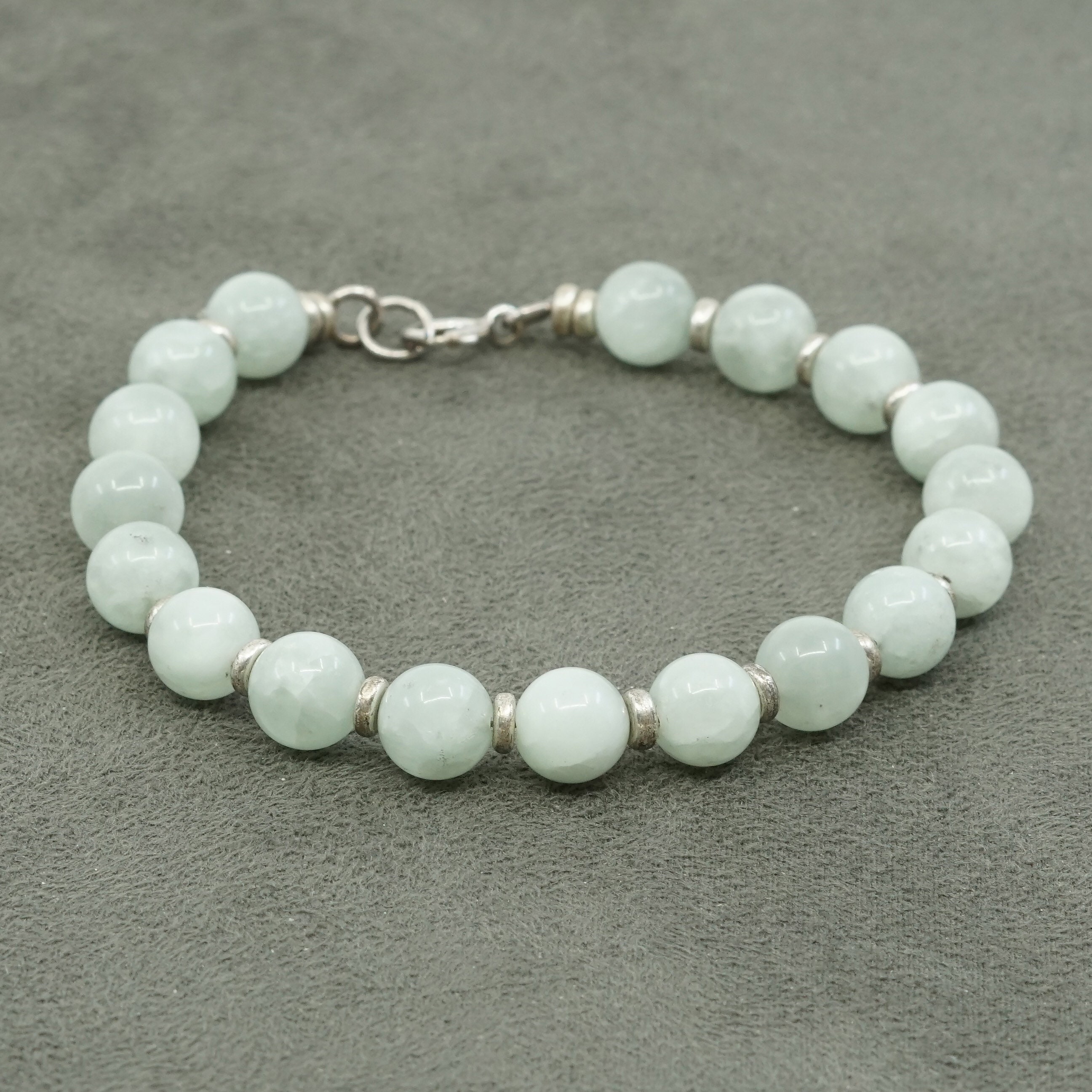 7 Vintage Sterling silver handmade bracelet jade beads | Etsy