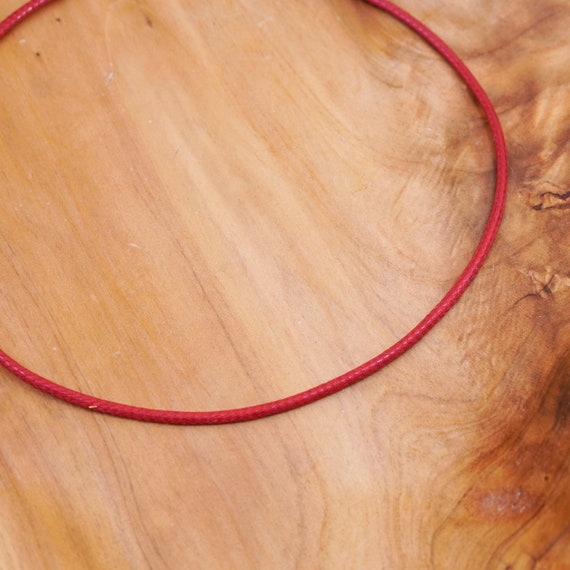 16”, vintage handmade necklace, red linen thread … - image 3