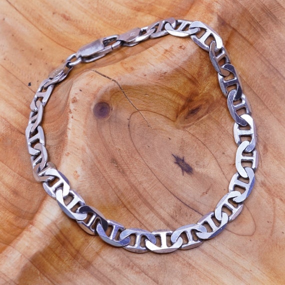 8.75 7mm Vintage Sterling Silver Link Bracelet 925 Anchor - Etsy