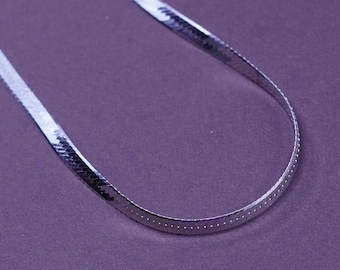 24”, 4mm, vintage Italian Sterling silver herringbone chain, 925 necklace, stamped Italy 925