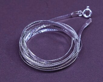 30”, 2mm, vintage Italian Sterling silver herringbone chain, 925 necklace, stamped Italy 925