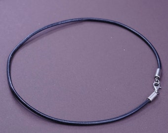 16", vintage handgemachte Halskette, braunes Ledergarn Choker mit Sterling Silber Verschluss und Verlängerungskette, gestempelt 925