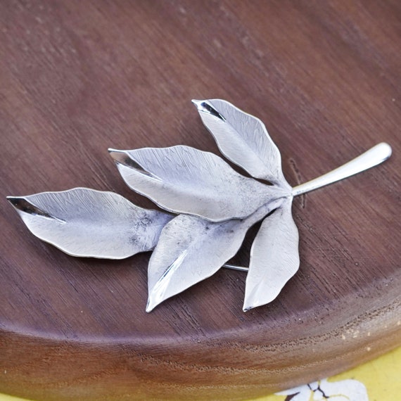 Vintage Bond Boyd handmade sterling 925 silver branch leaf brooch, stamped sterling Bond Boyd