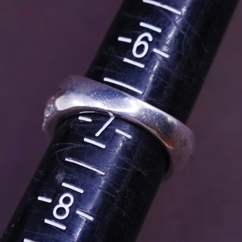 Size 6.75 310665 solid 925 silver band with cluster cz stamped 925 Sterling silver anniversary ring vintage
