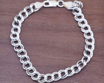 7.25” 8 mm、ヴィンテージ イタリア スターリングシルバー 925 ダブル