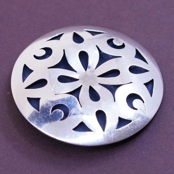 Vintage handmade sterling 925 silver circle brooc… - image 3